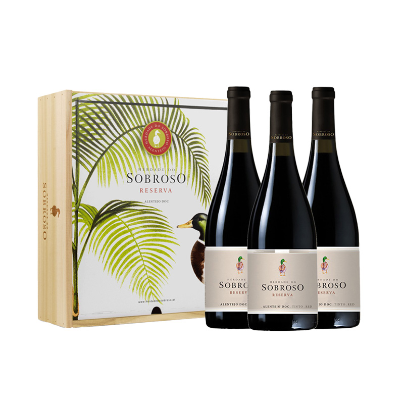 Conjunto Vinho Herdade do Sobroso Tinto - Reserva - 3 garrafas