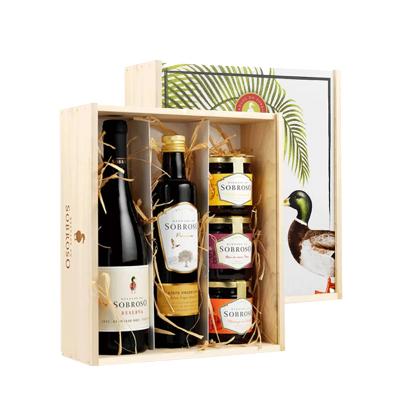 Conjunto Vinho Herdade do Sobroso Tinto - Reserva - 1 garrafa + Azeite + 3 Compotas